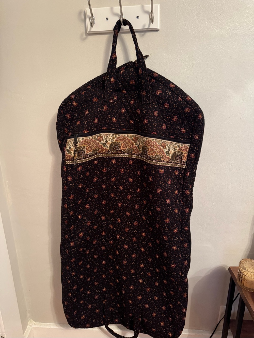 Vintage Vera Bradley Black Walnut Quilted Garment Bag with Paisley - Like New